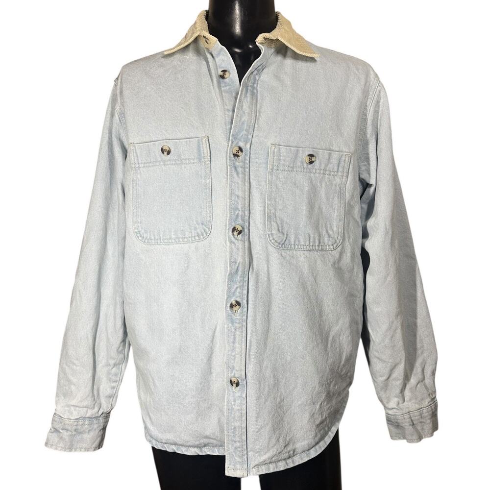 Urban Outfitters BDG Denim Jean Jacket Shacket Light Wash Lined Corduroy Collar